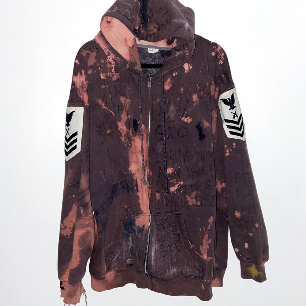 MLcollection 1/1 custom made distressed hoodie L​​​​